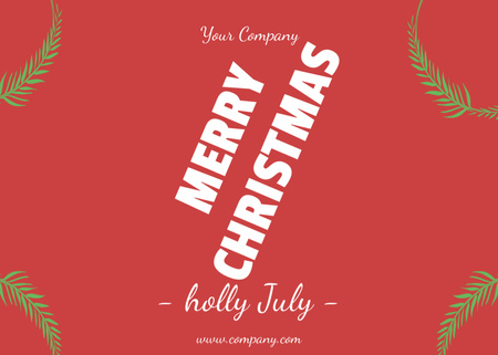 Merry Christmas in July Greeting Postcard 5x7in Design Template