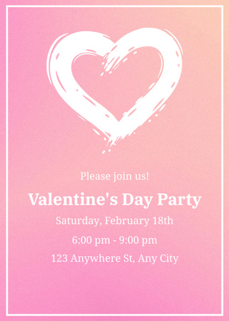Valentine's Day Party Announcement on Pink with Heart Sketch Invitation Design Template