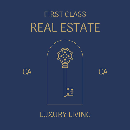 Emblem of Luxury Real Estate Logo 1080x1080pxデザインテンプレート