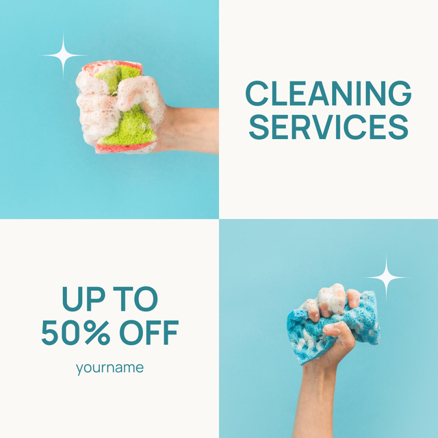 Modèle de visuel Certified Cleaning Services Offer At Reduced Rates - Instagram AD