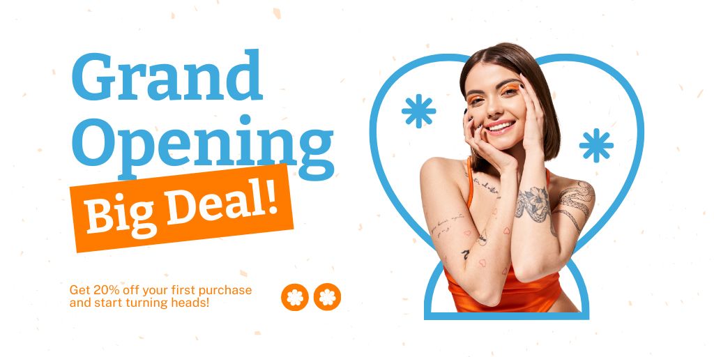 Grand Opening Big Deal For First Customers Twitter Design Template