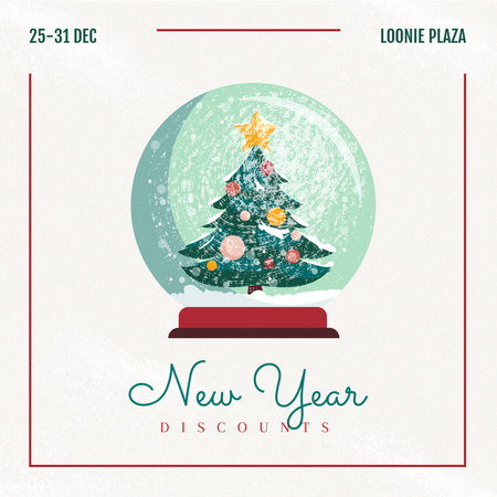New Year Sale Tree in Snowball Instagram Design Template