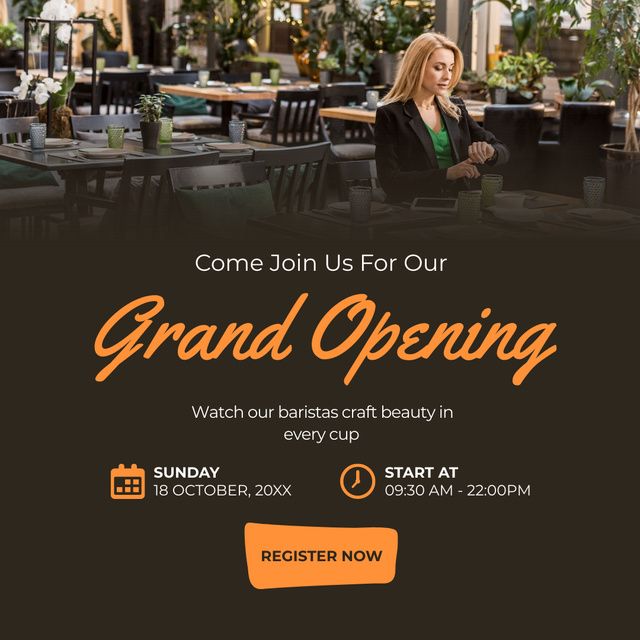 Top-notch Cafe Grand Opening On Sunday Announcement Instagram AD Πρότυπο σχεδίασης