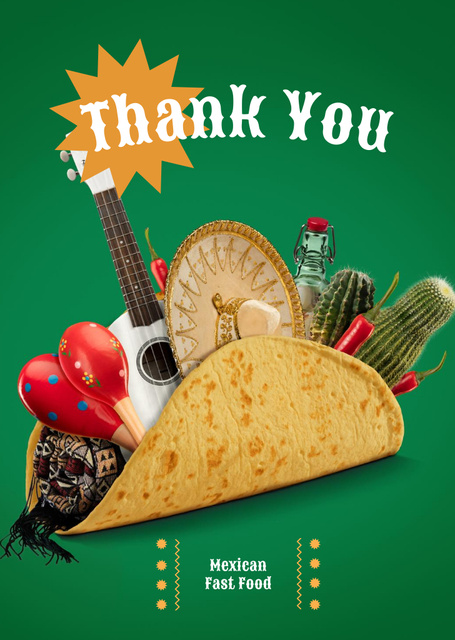 Mexican Fast Food Ad Postcard A6 Vertical Tasarım Şablonu