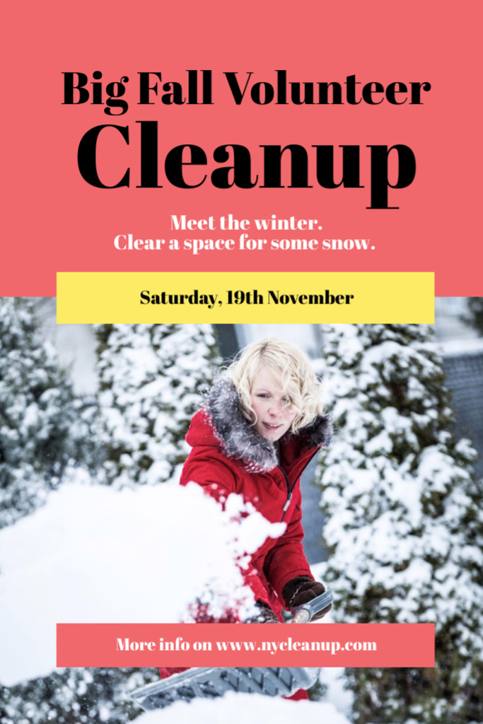 Take Part in Winter Volunteer Cleanup Flyer 4x6in Design Template