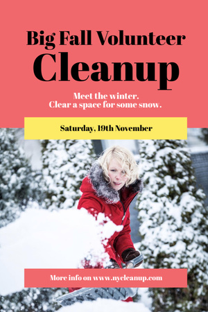 Woman at Winter Volunteer clean up Flyer 4x6in – шаблон для дизайну