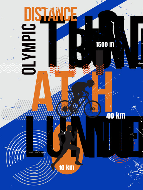 Triathlon distance race announcement Poster US Design Template