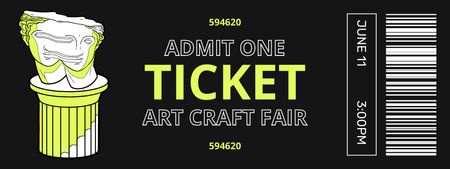 Art and Craft Exhibition Announcement with Antique Statue Ticket Design Template