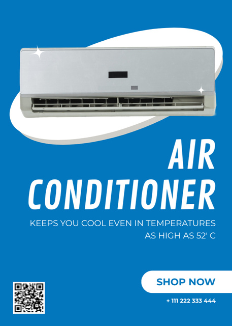 Designvorlage Air Conditioners Retail Blue für Flayer