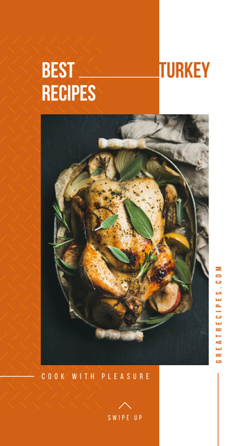 Traditional Roasted Turkey Cooking Advice on Thanksgiving Instagram Story Modelo de Design