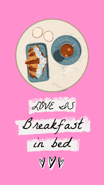 Designvorlage Croissants and Coffee for Valentine's Day für Instagram Video Story
