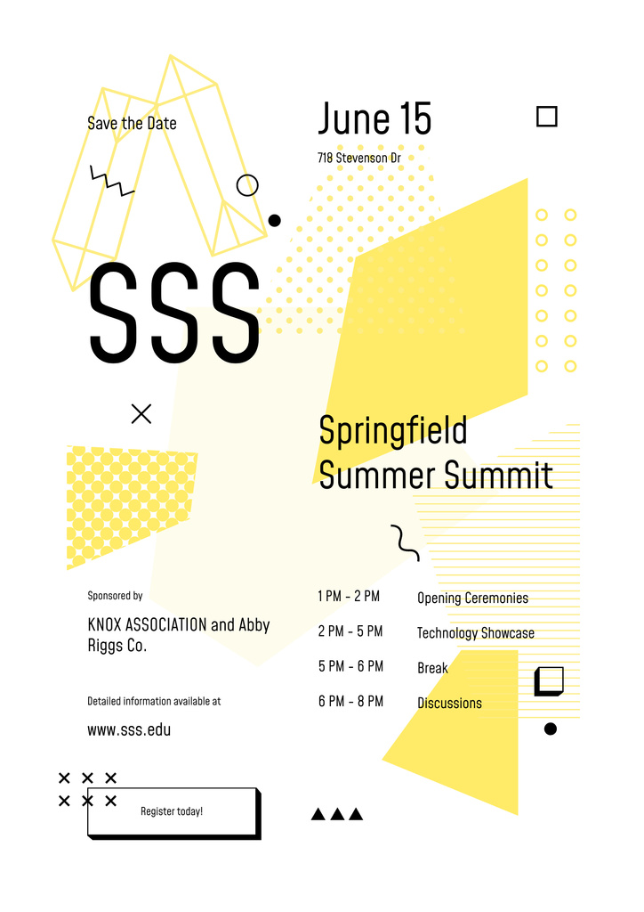 Template di design Summit Event with Yellow Geometric Pattern Poster B2