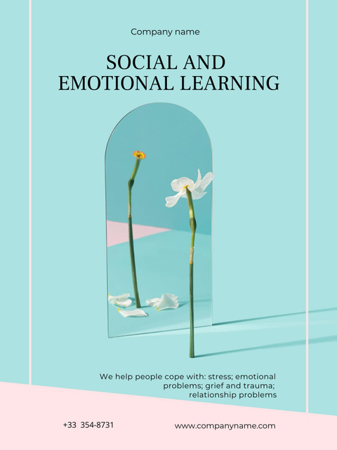 Ad of Social and Emotional Learning in Blue Poster US Tasarım Şablonu