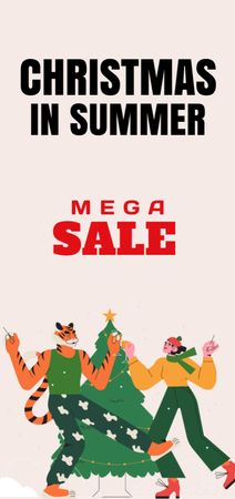 Ontwerpsjabloon van Flyer DIN Large van Summer Christmas Sale Announcement with Young Girl and Tiger 