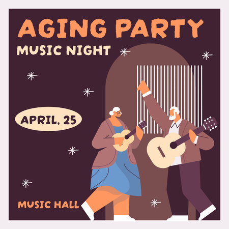 Designvorlage Aging Party With Music Night Announcement für Instagram