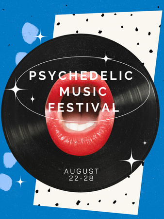 Psychedelic Music Festival Announcement Poster US Tasarım Şablonu