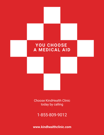 Clinic Ad with Geometric Figures In Red Flyer 8.5x11in Design Template
