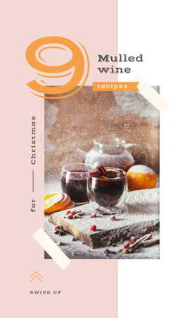 Red mulled wine with fruits Instagram Story Design Template