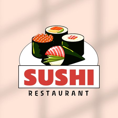 Úžasná propagace sushi restaurace s podávaným jídlem Animated Logo Šablona návrhu