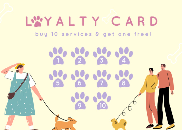 Pets Loyalty Card Postcard 5x7in Design Template