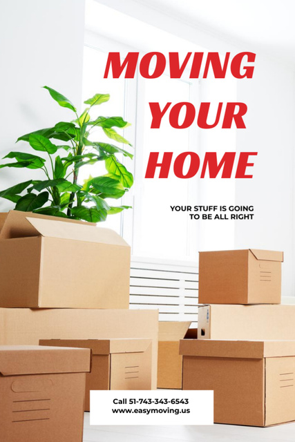 Home Moving Service Ad with Paper Boxes Flyer 4x6in Design Template