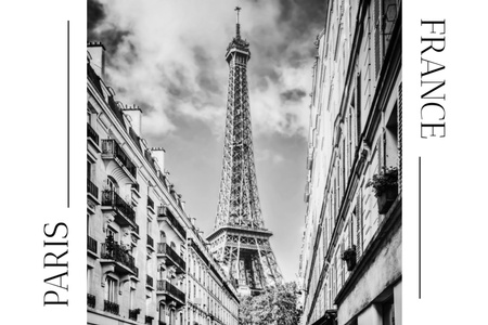 Platilla de diseño Black and White Cityscape of Paris Postcard 4x6in