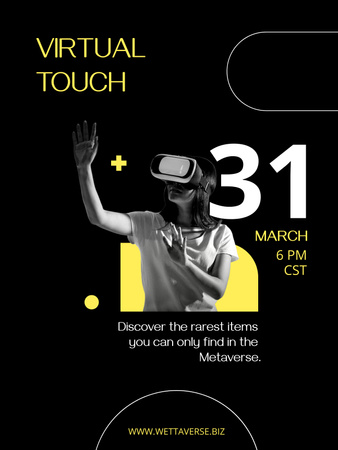 Virtual World Ad with Woman in VR Headset Poster 36x48in Design Template
