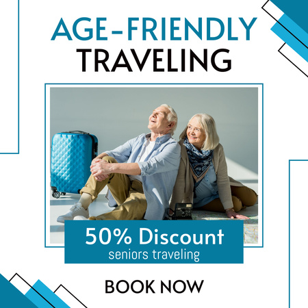 Designvorlage Age-friendly Traveling With Discount For Seniors für Instagram