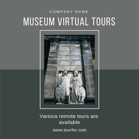 Virtual Museum Tours Ad  with Statues Instagram Design Template