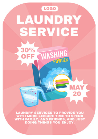 Çamaşırhane Hizmetinde İndirim Sunun Poster Tasarım Şablonu