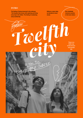 Movie Announcement with Young Couple in City Poster A3 Modelo de Design