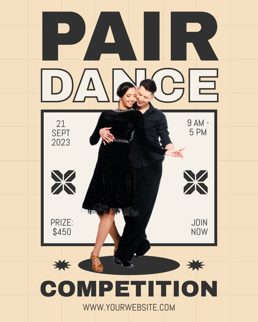 Ontwerpsjabloon van Instagram Post Vertical van Ad of Pair Dance Competition