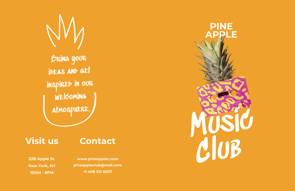 Euphonic Music Club Promotion with Pineapple Brochure 11x17in Bi-fold Šablona návrhu