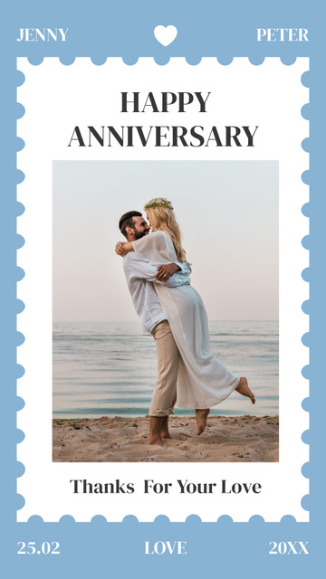 Anniversary Celebration Wishes on Blue Instagram Story Design Template