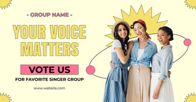 Voting for Favorite Singing Group Facebook AD Modelo de Design