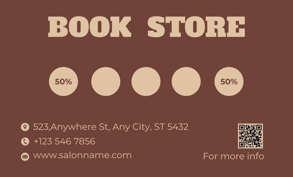 Special Promo from Bookstore on Brown Layout Business Card 91x55mmデザインテンプレート