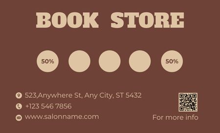 Special Promo from Bookstore on Brown Layout Business Card 91x55mm Šablona návrhu