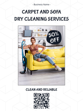 Dry Cleaning Services of Carpet and Sofa Poster US Design Template