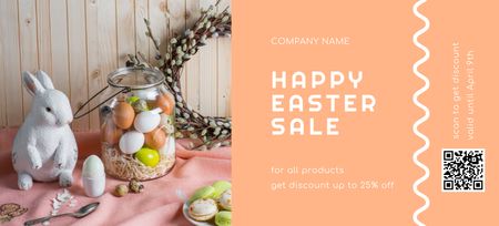 Gyönyörű húsvéti dekoráció dekoratív nyúllal és festett tojásokkal Coupon 3.75x8.25in tervezősablon