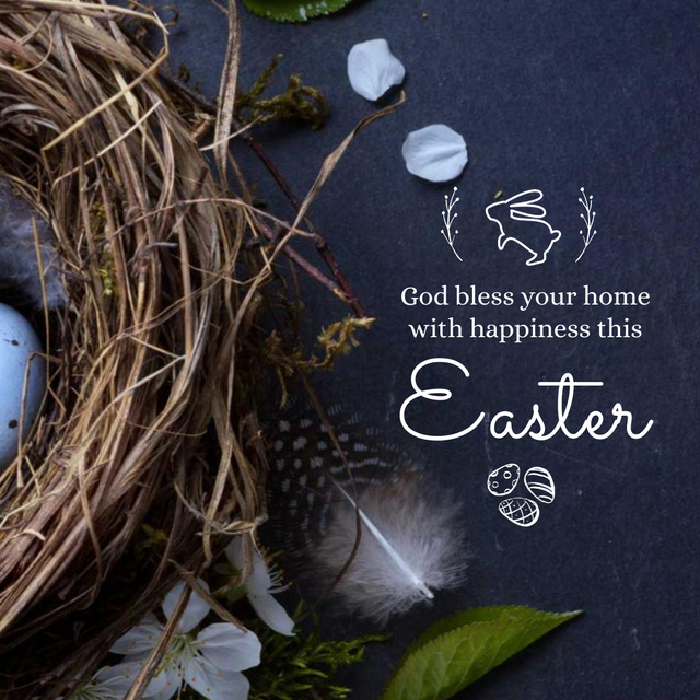 Modèle de visuel Easter Greeting with nest and eggs - Animated Post