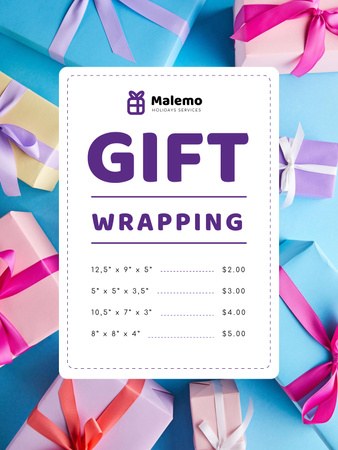 Gift Wrapping Service Ad with Boxes with Bows Poster US Design Template