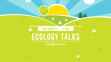 Eco Event Announcement with Bright Landscape Illustration FB event cover Design Template