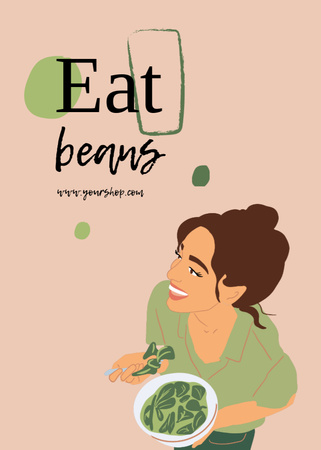 Vegan Lifestyle Concept With Beans Postcard 5x7in Vertical Design Template
