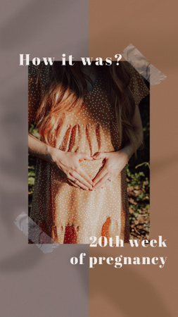 onnellinen raskaana oleva nainen osoittaa sydämen vatsa Instagram Story Design Template