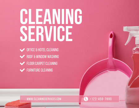 Cleaning Services Ad with Supplies Flyer 8.5x11in Horizontal Design Template
