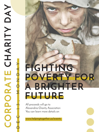 Modèle de visuel Poverty quote with child on Corporate Charity Day - Poster US