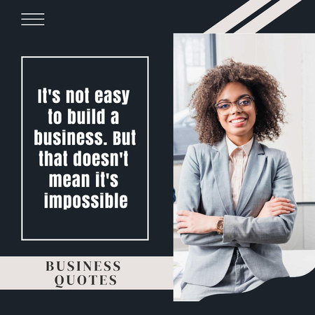 Inspirational Business Quotes with Elegant Woman Instagram Modelo de Design