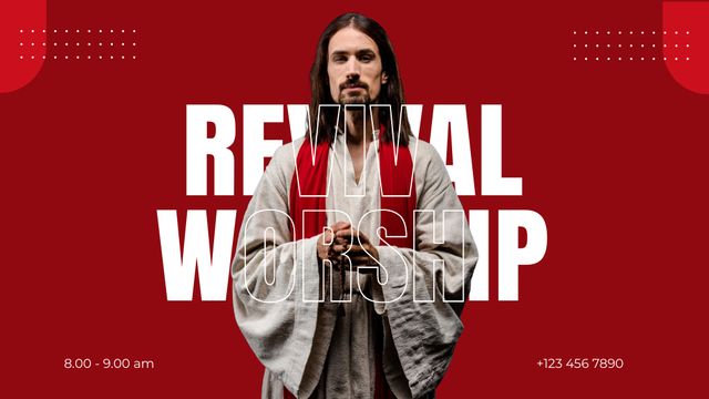 Revival Worship in Church Title Modelo de Design