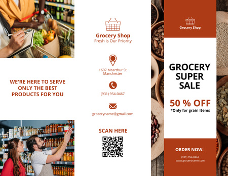 Fresh Food In Supermarket Sale Offer Brochure 8.5x11in Design Template