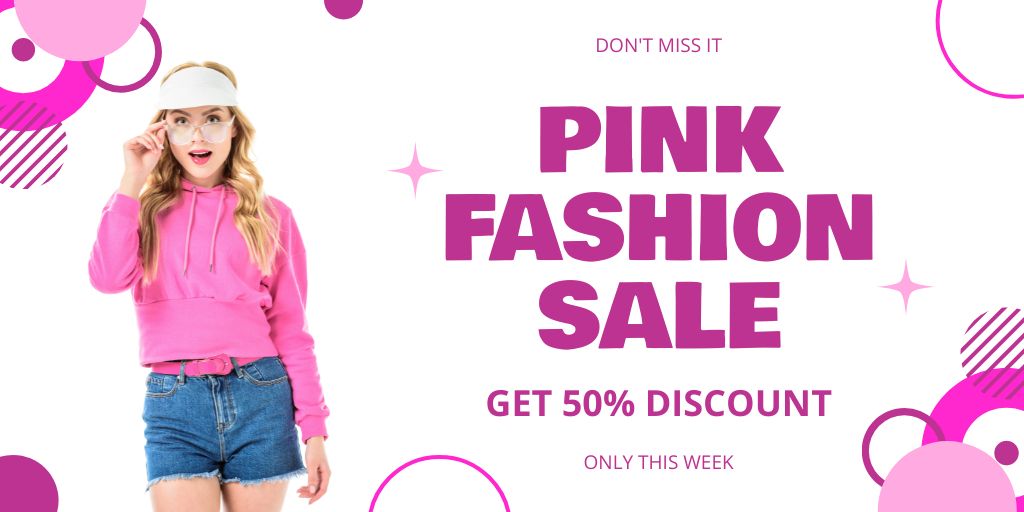 Template di design Stylish Outfits From Pink Collection At Discounted Rates Twitter